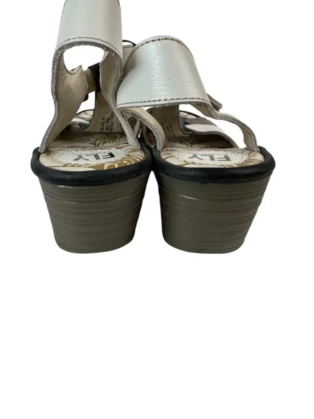 Fly London Yima Leather Colorblock Platform Wedge Sandals Euro 40 Womens
